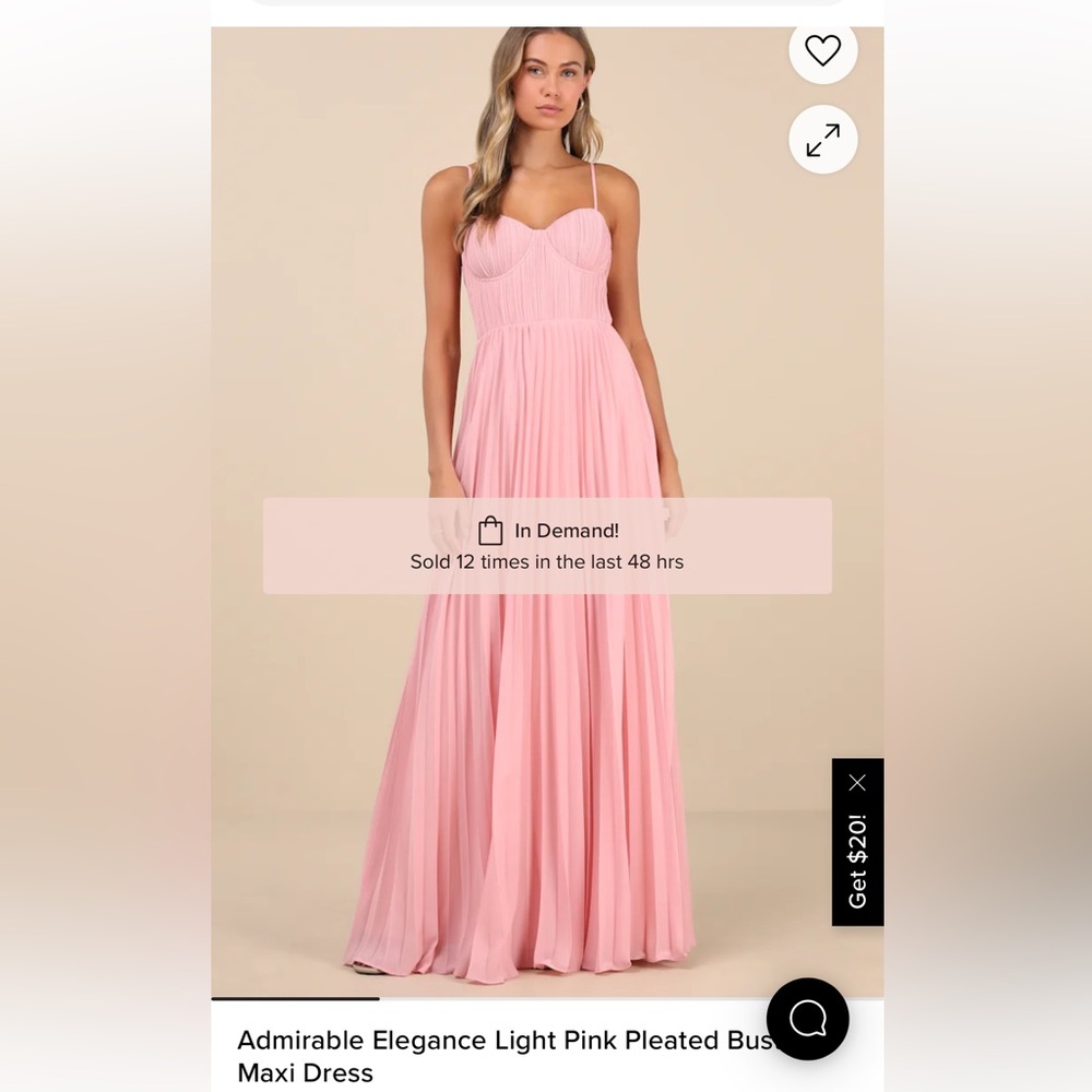 Light Pink Pleated Bustier Maxi Dress
